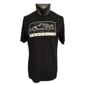 80eighty Men’s Black White Crew Neck Race Car Short Sleeve T Shirt Large